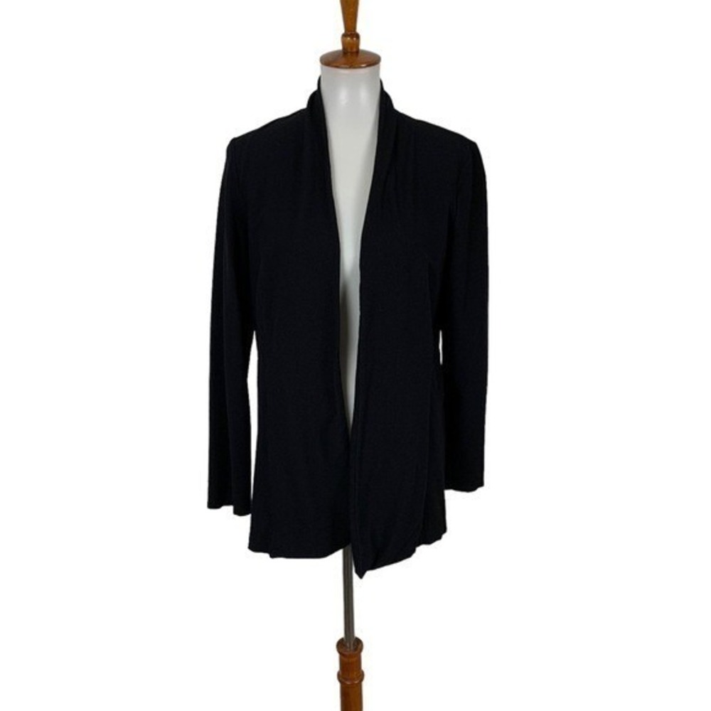 Eileen‎ Fisher Black Open Front Long Sleeve Lightweight Cardigan Jacket Small